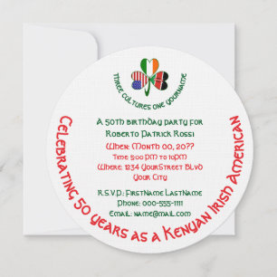 Invitation Anniversaire tricolore kenyan irlandais américain