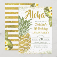 Anniversaire Tropical Aloha Green Gold Pineappy