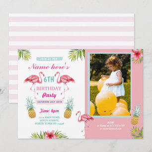 Invitation Anniversaire tropical d'ananas de photo de Flamant