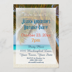 Invitation Anniversaire tropical du Palm Tree de la Plage d'é