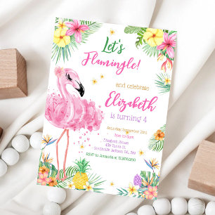 Invitation Anniversaire Tropical Flamant Rose Faisons le Flam