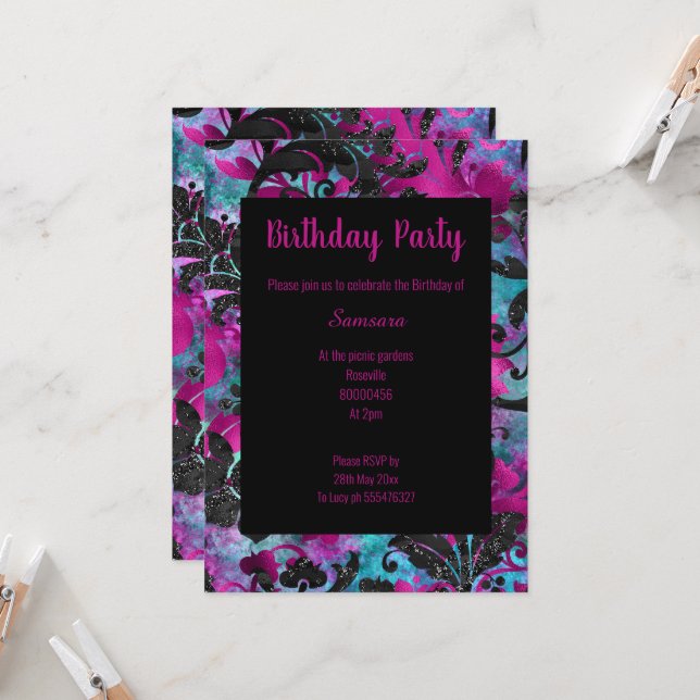 INVITATION ANNIVERSAIRE TROPICAL LUMINEUX (Devant/Arrière en situation)