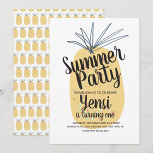 Invitation Anniversaire Tropicale Moderne de l'Ana