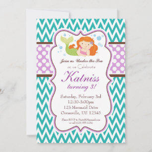 Invitation Anniversaire Turquoise de Chevron et de Polka Pot