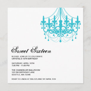 Invitation Anniversaire turquoise moderne de sweet sixteen de