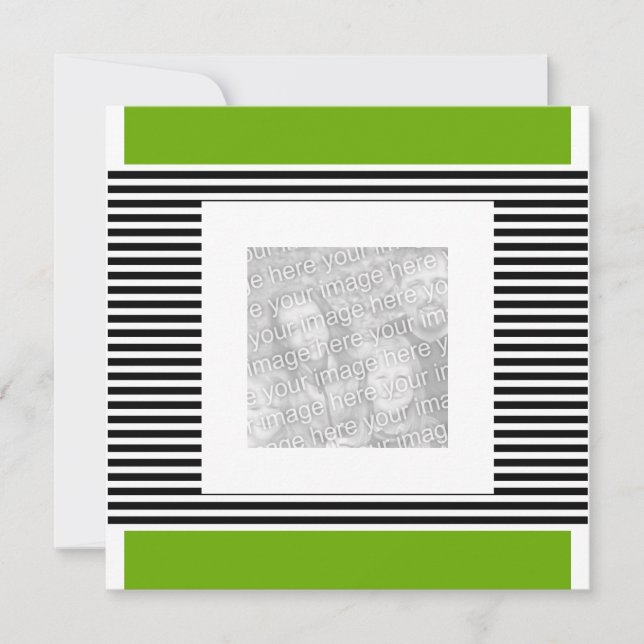 Invitation Anniversaire Vert Citron Rayure Noire P (Devant)