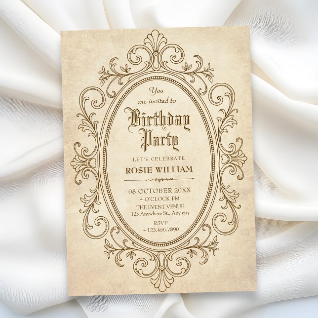 Invitation Anniversaire victorien baroque vintage (Créateur téléchargé)