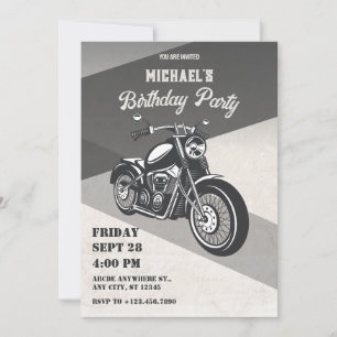 Invitation anniversaire vintage de moto rétro