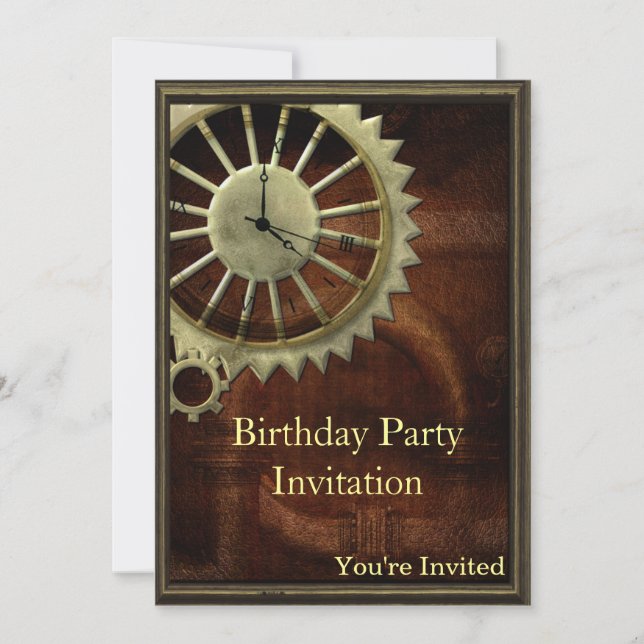 Invitation Anniversaire vintage de Steampunk (Devant)