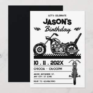 Invitation anniversaire vintage Motorcycle moto