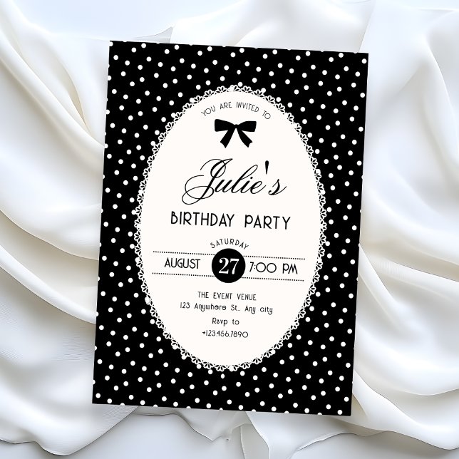 Invitation Anniversaire vintage noir (Créateur téléchargé)