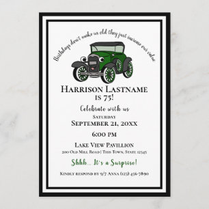 Invitation Anniversaire vintage Old Car Surprise