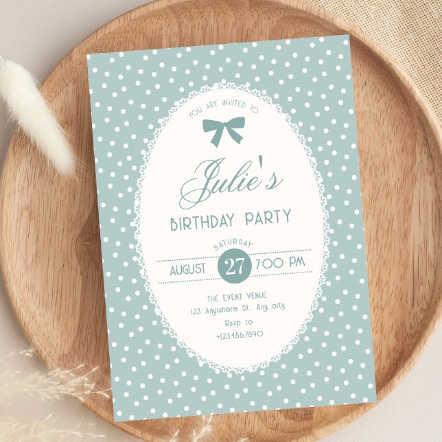 Invitation Anniversaire vintage pastel bleu (Créateur téléchargé)