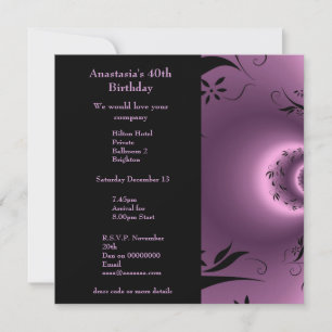 Invitation Anniversaire Violet avec Fleur Polar Bl
