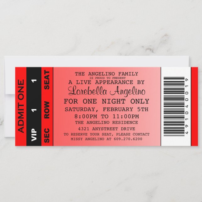 Invitation Anniversaire VIP (Rouge) (Devant)