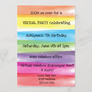 Invitation Anniversaire virtuel Paint Rainbow