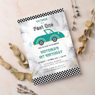 Invitation Anniversaire voiture de sport de piste vintage