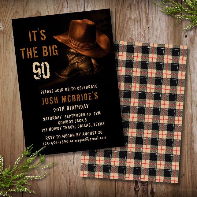 Invitation Anniversaire Western Cowboy Big 90 (Créateur téléchargé)