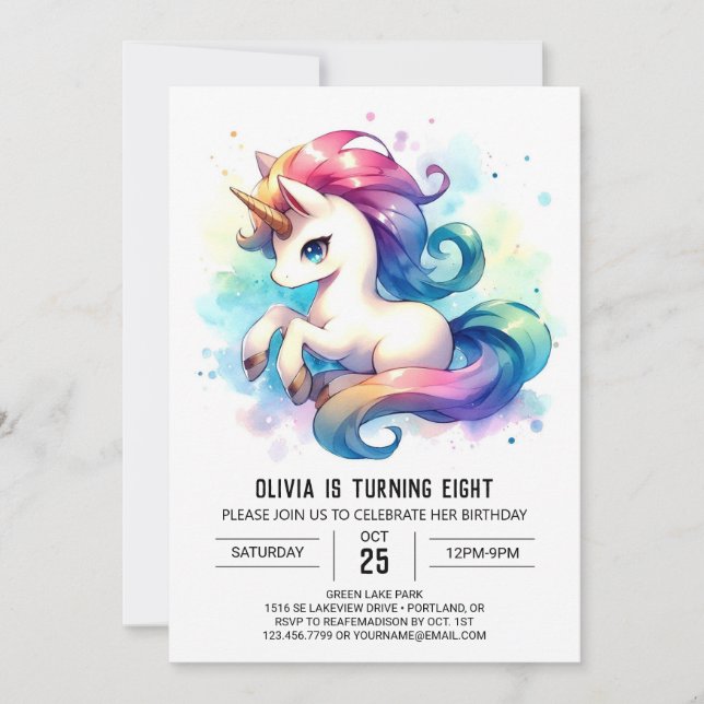Invitation Anniversaire Whimsical Editable Horse (Devant)
