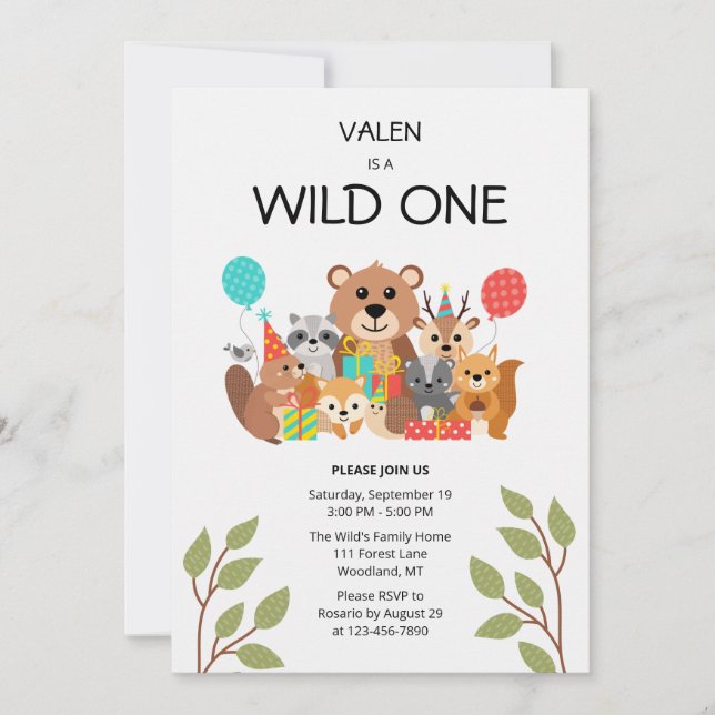 Invitation Anniversaire Wild One 1 an (Devant)