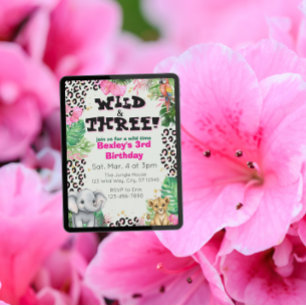 Invitation Anniversaire Wild & Three Pink Jungle