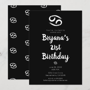 Invitation ANNIVERSAIRE Zodiaque ASTROLOGIE Cancer Juin Juill