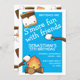 Invitation Anniversaires plus amusants avec les amis marshmal