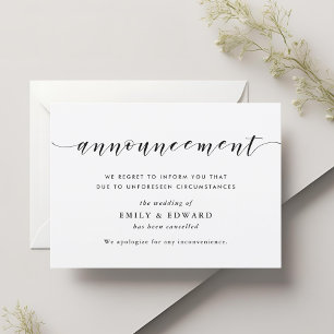 Invitation Annonce d'annulation de mariage élégante moderne