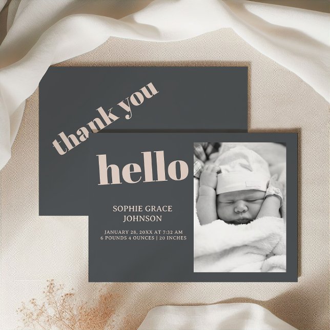 Invitation Annonce de baby shower typographie boho gris rose (Créateur téléchargé)