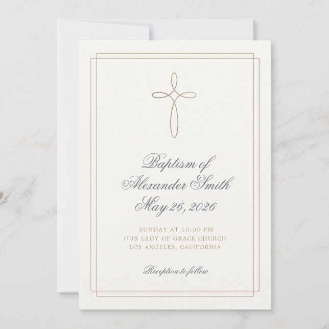 Invitation Annonce de baptême classique de Lamb of God (Devant)