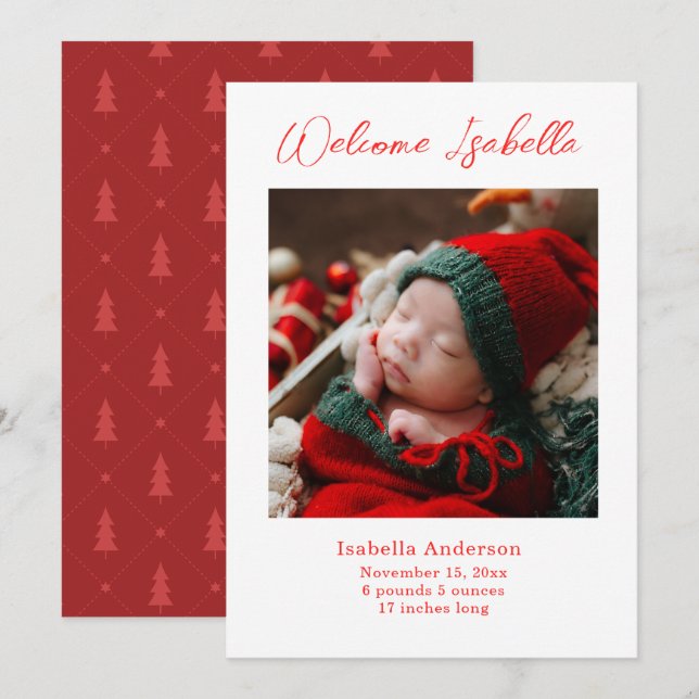 Invitation Annonce de bébé de Noël (Devant / Derrière)
