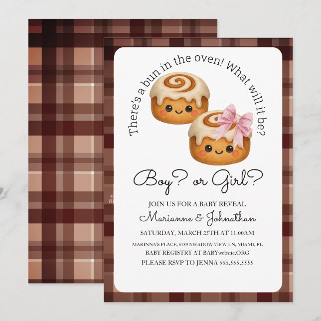 Invitation Annonce de bébé garçon ou fille avec un petit pain (Devant / Derrière)