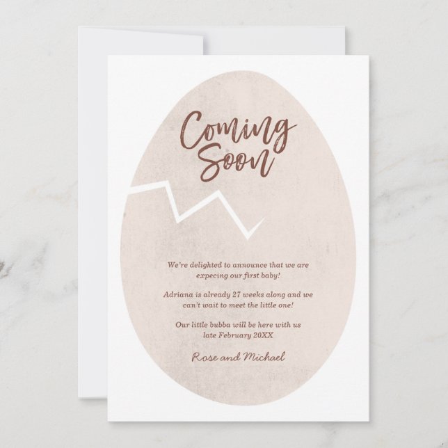 Invitation Annonce de Bébé Œuf Fêlé à Venir Bientôt (Devant)