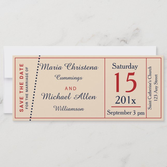 Invitation Annonce de billet de mariage rétro pour la réserva (Devant)