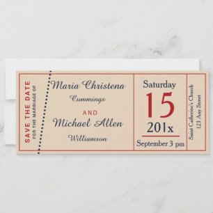 Invitation Annonce de billet de mariage rétro pour la réserva