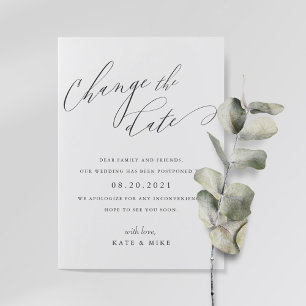 Invitation Annonce de changement de date de mariage en callig
