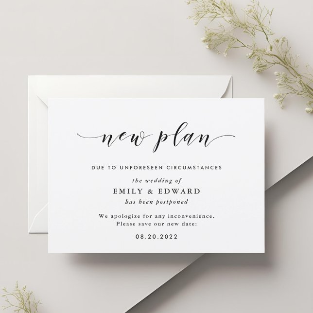 Invitation Annonce de changement de plan de mariage élégant m (Créateur téléchargé)