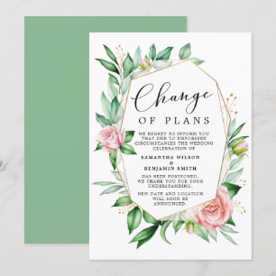 Invitation Annonce de changement de plans floraux à l'aquarel
