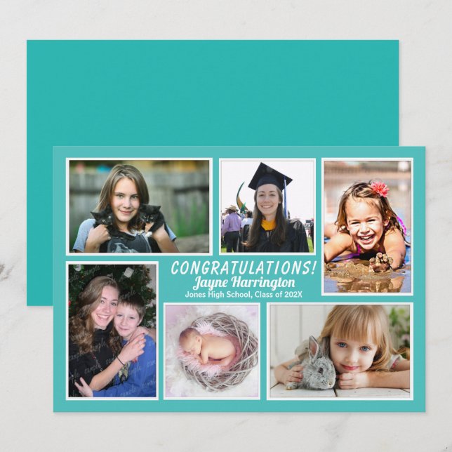 Invitation Annonce de Collage de Photos de Remise de Diplôme  (Devant / Derrière)