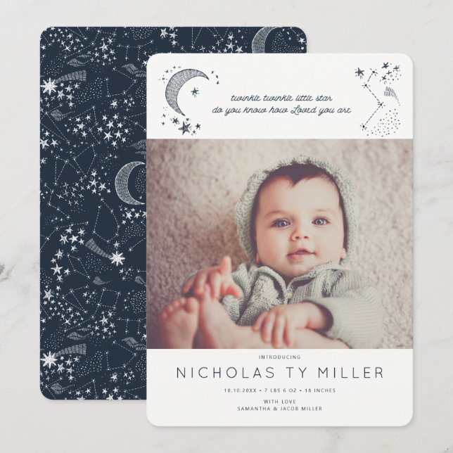 Invitation Annonce de constellation écrite dans les étoiles (Devant / Derrière)