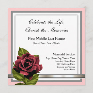 Invitation Annonce de décès Rose Rouge