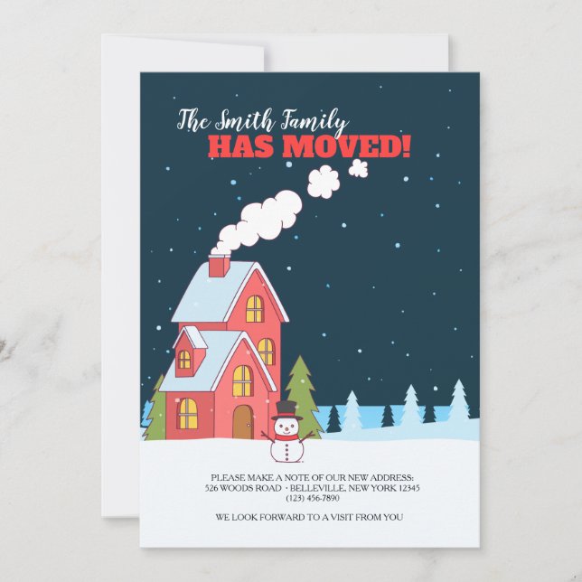 Invitation Annonce de déménagement par nuit d'hiver claire (Devant)