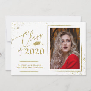 Invitation Annonce de diplômé chic script photo à paillettes 