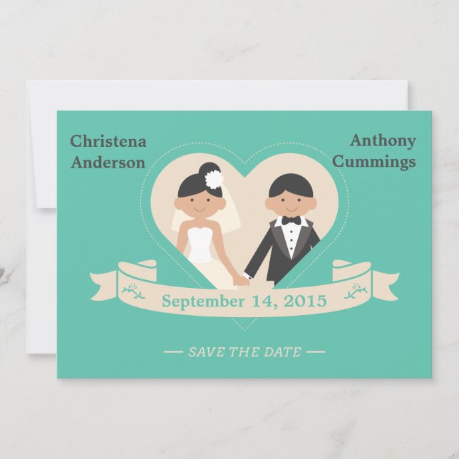 Invitation Annonce de faire part de mariage de couple de dess (Devant)