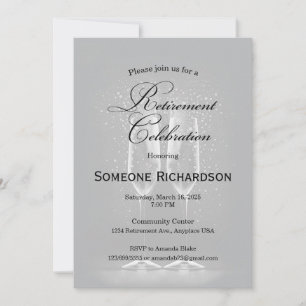 Invitation Annonce de fête de retraite avec verres à vin