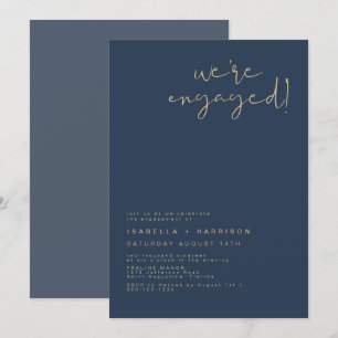 Invitation Annonce de fiançailles CAITLIN bleu marine et or