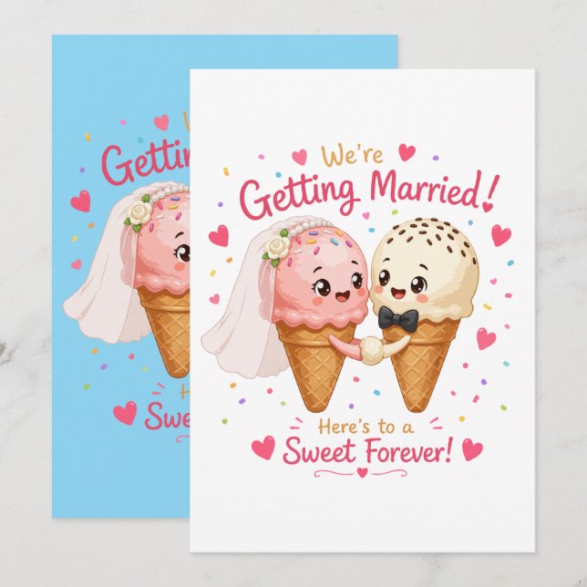 Invitation Annonce de fiançailles du couple de glace Sweet (Devant / Derrière)