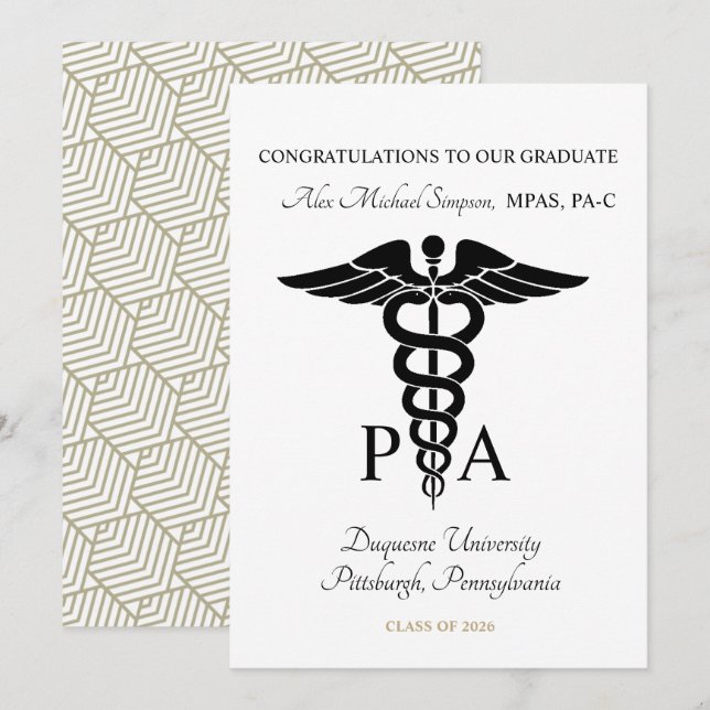 Invitation Annonce de fin d'études d'assistant de médecin (Devant / Derrière)
