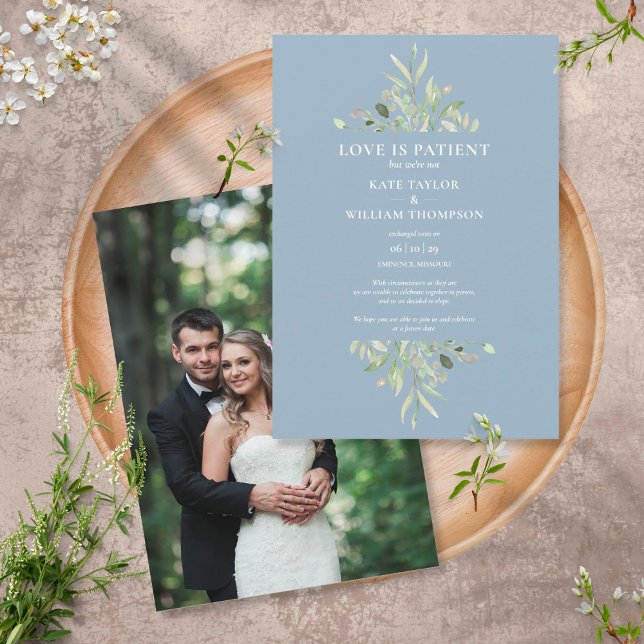 Invitation Annonce de fuite amoureuse bleu poussiéreux (Créateur téléchargé)