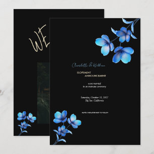 Invitation Annonce de fuite Moody Black & Blue Floral